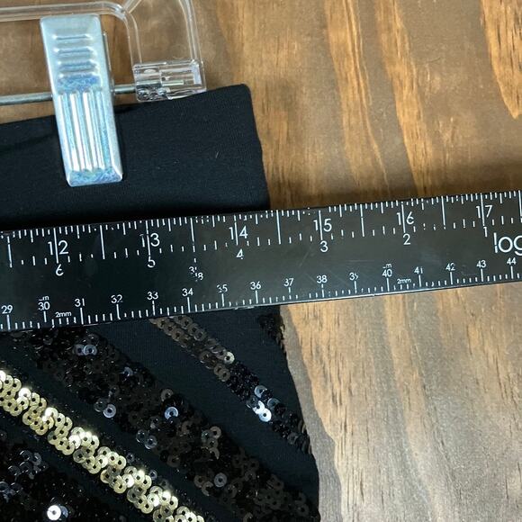 Express Womens Pants Black Gold Sequin High Rise Pull On Legging Stretch Small - Picture 7 of 12